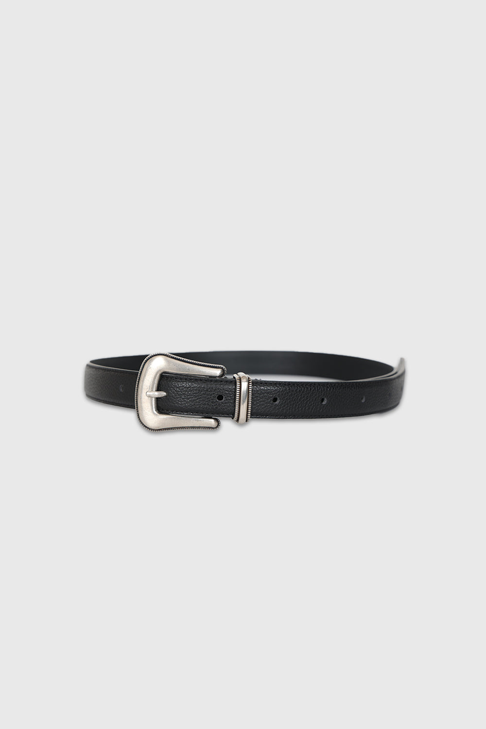 Tonywack black pebble leather thin belt silver western buckle | PIPE AND ROW