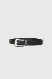 Tonywack black pebble leather thin belt silver western buckle | PIPE AND ROW
