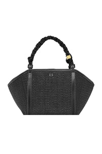 Ganni Medium tote black Raffia handbag | Pipe and Row free shipping and returns