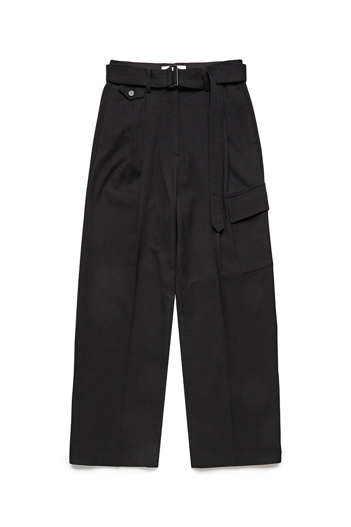 Dunst wool Baker cargo trousers pant black wide straight| Pipe and Row