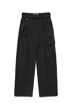 Dunst wool Baker cargo trousers pant black wide straight| Pipe and Row