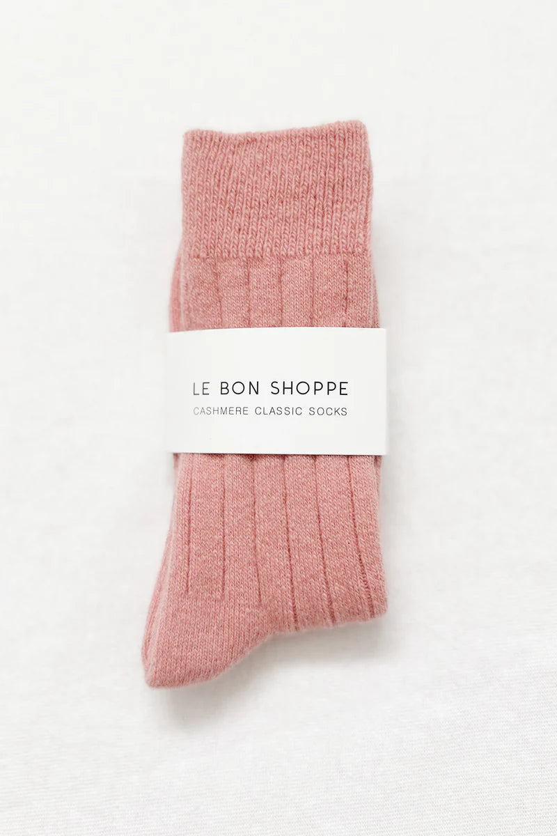 Le Bon Shoppe classic cashmere socks rose petal pink | Pipe and Row