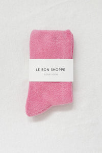 Le Bon Shoppe bubblegum pink terry comfy cozy terry cloth Cloud socks | Pipe and Row