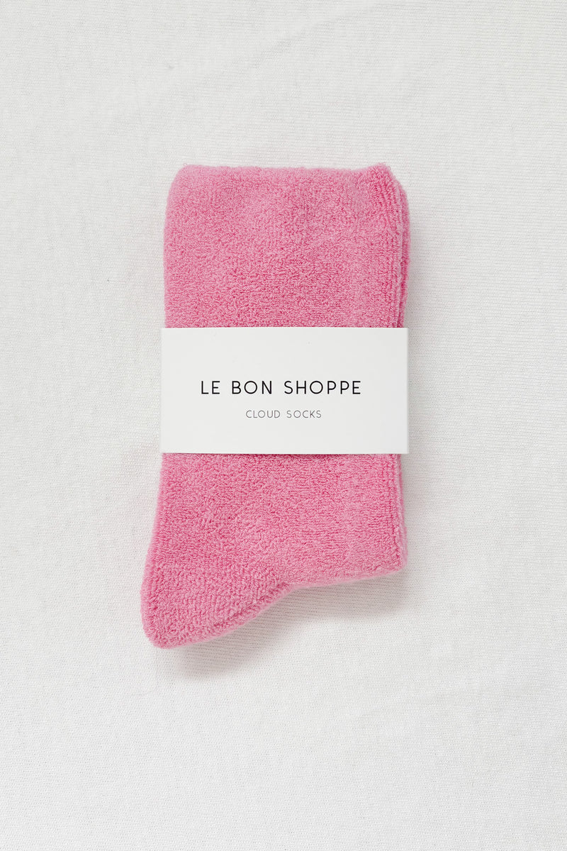 Le Bon Shoppe bubblegum pink terry comfy cozy terry cloth Cloud socks | Pipe and Row