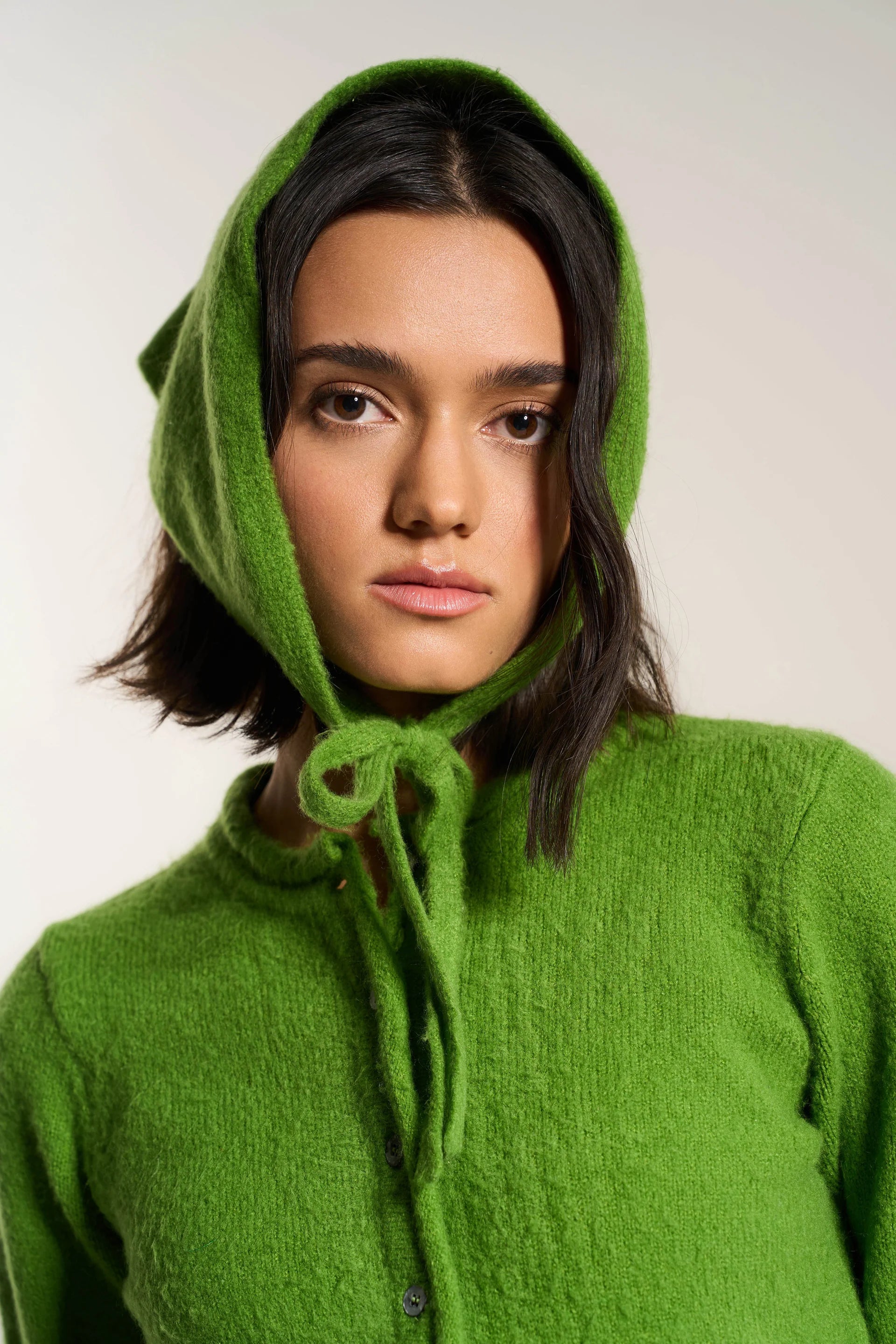 Callahan Handkerchief knit fuzzy  head scarf fern green | Pipe and Row Seattle