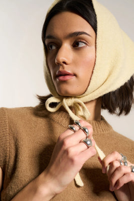 Callahan Handkerchief knit head fuzzy scarf swan cream | Pipe and Row