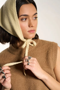 Callahan Handkerchief knit head fuzzy scarf swan cream | Pipe and Row Seattle