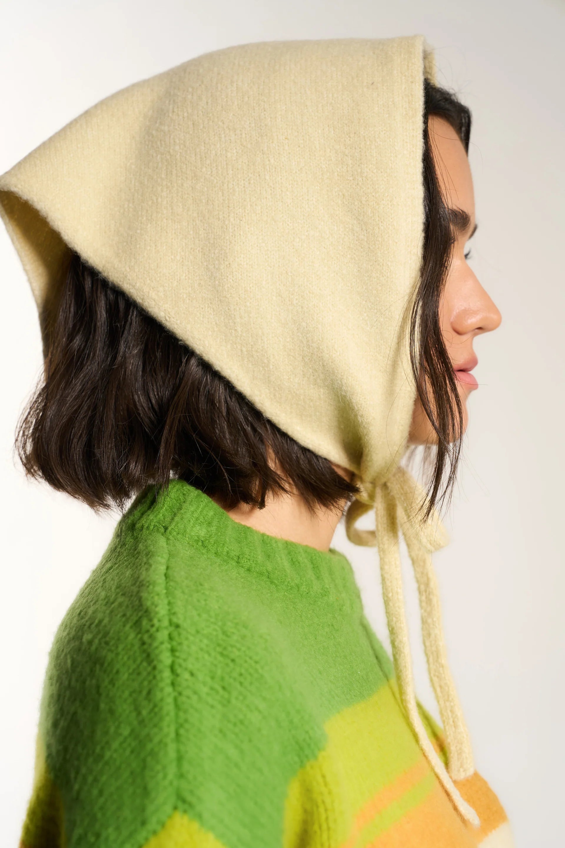 Callahan Handkerchief knit head fuzzy scarf swan cream | Pipe and Row Seattle