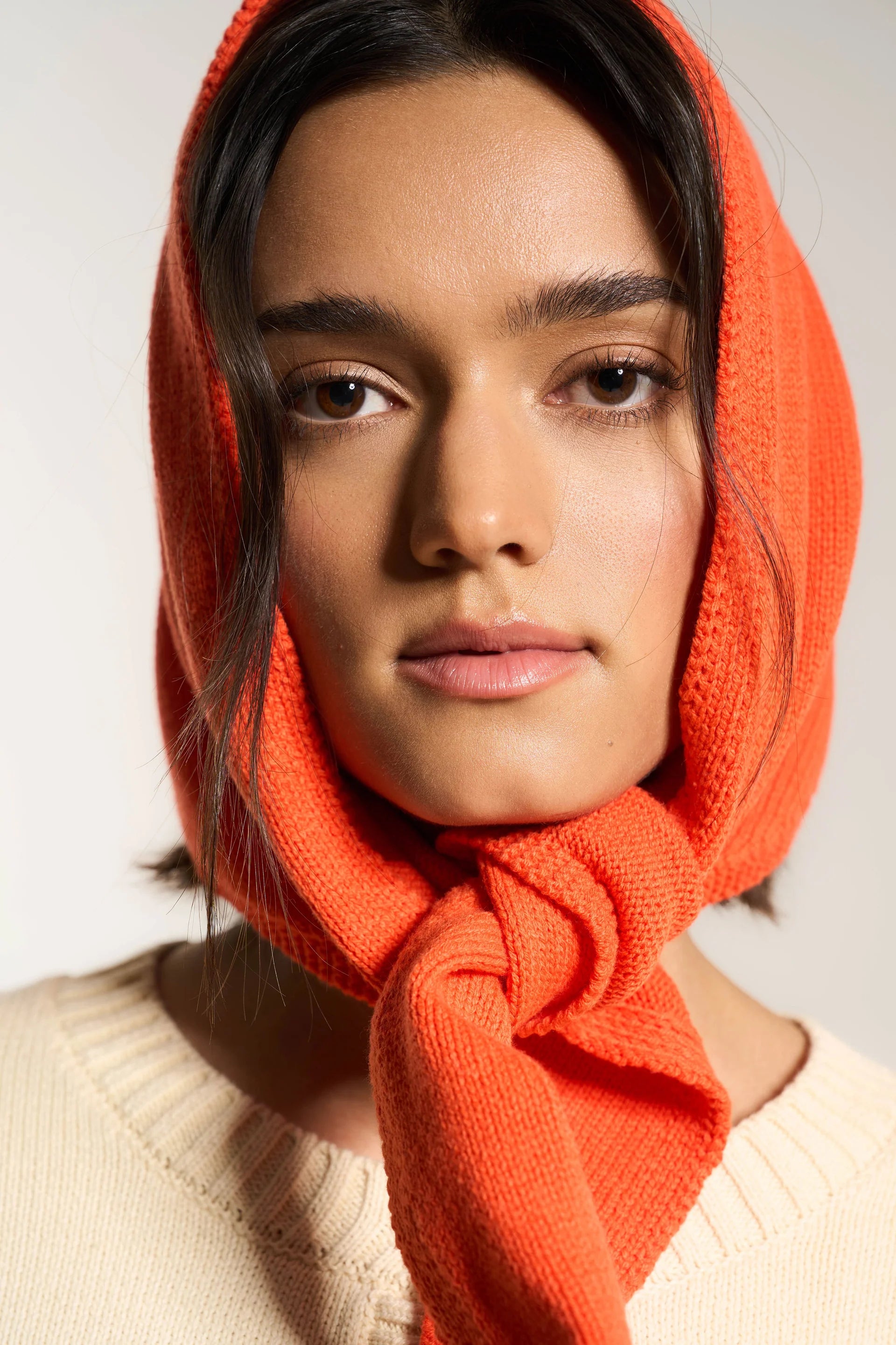 Callahan Handkerchief knit bandana scarf red orange | Pipe and Row Seattle