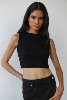 Callahan Nerissa pointelle knit sweater tank top black PIPE AND ROW Seattle
