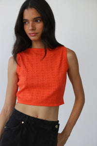 Callahan cropped Nerissa pointelle tank top poppy orange red PIPE AND ROW Seattle