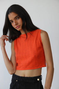Callahan cropped Nerissa pointelle tank top poppy orange red PIPE AND ROW