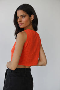 Callahan cropped Nerissa pointelle tank top poppy orange red PIPE AND ROW