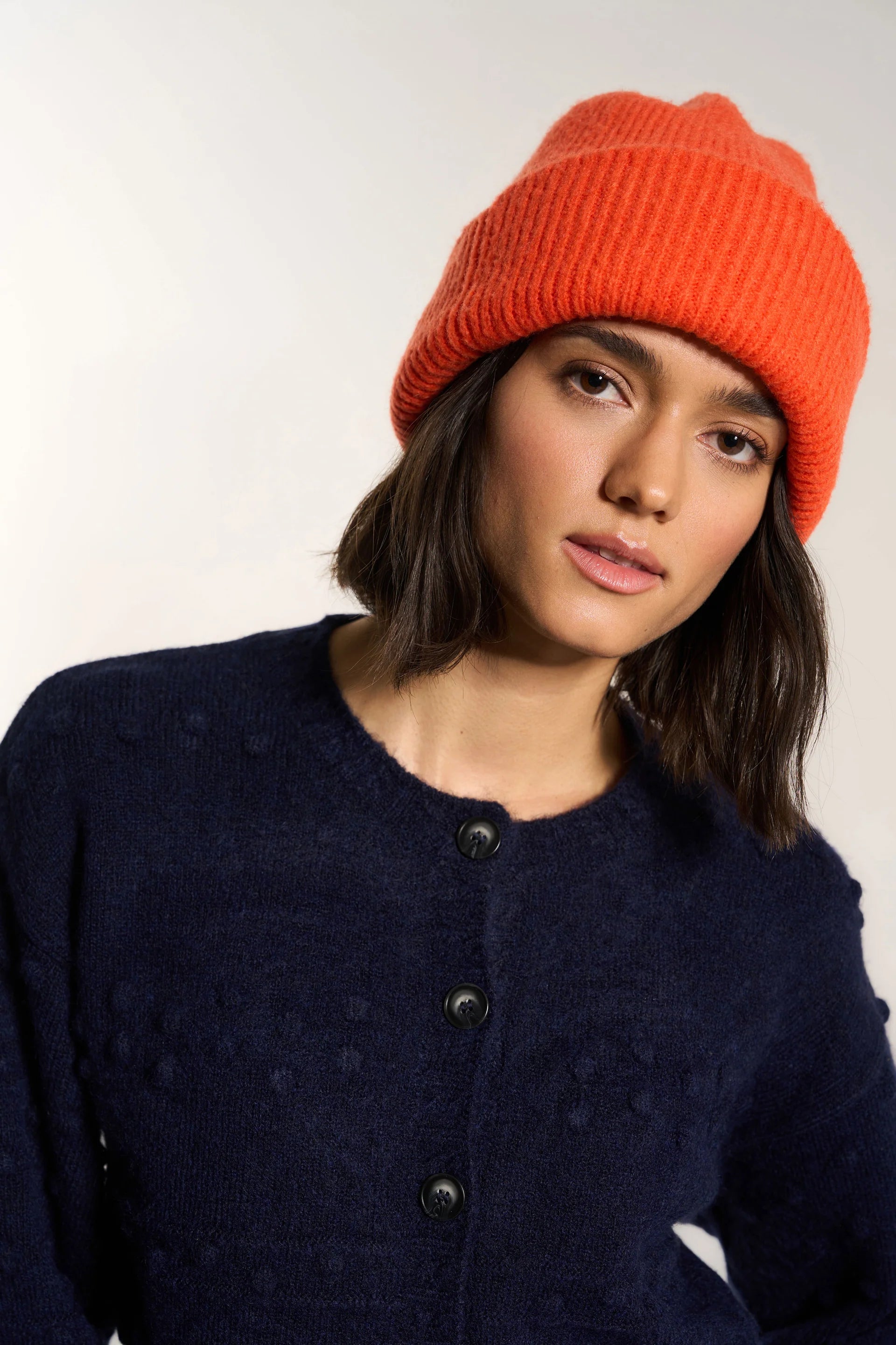 Callahan ribbed knit beanie hat cap red orange | Pipe and Row Seattle