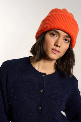 Callahan ribbed knit beanie hat cap red orange | Pipe and Row Seattle