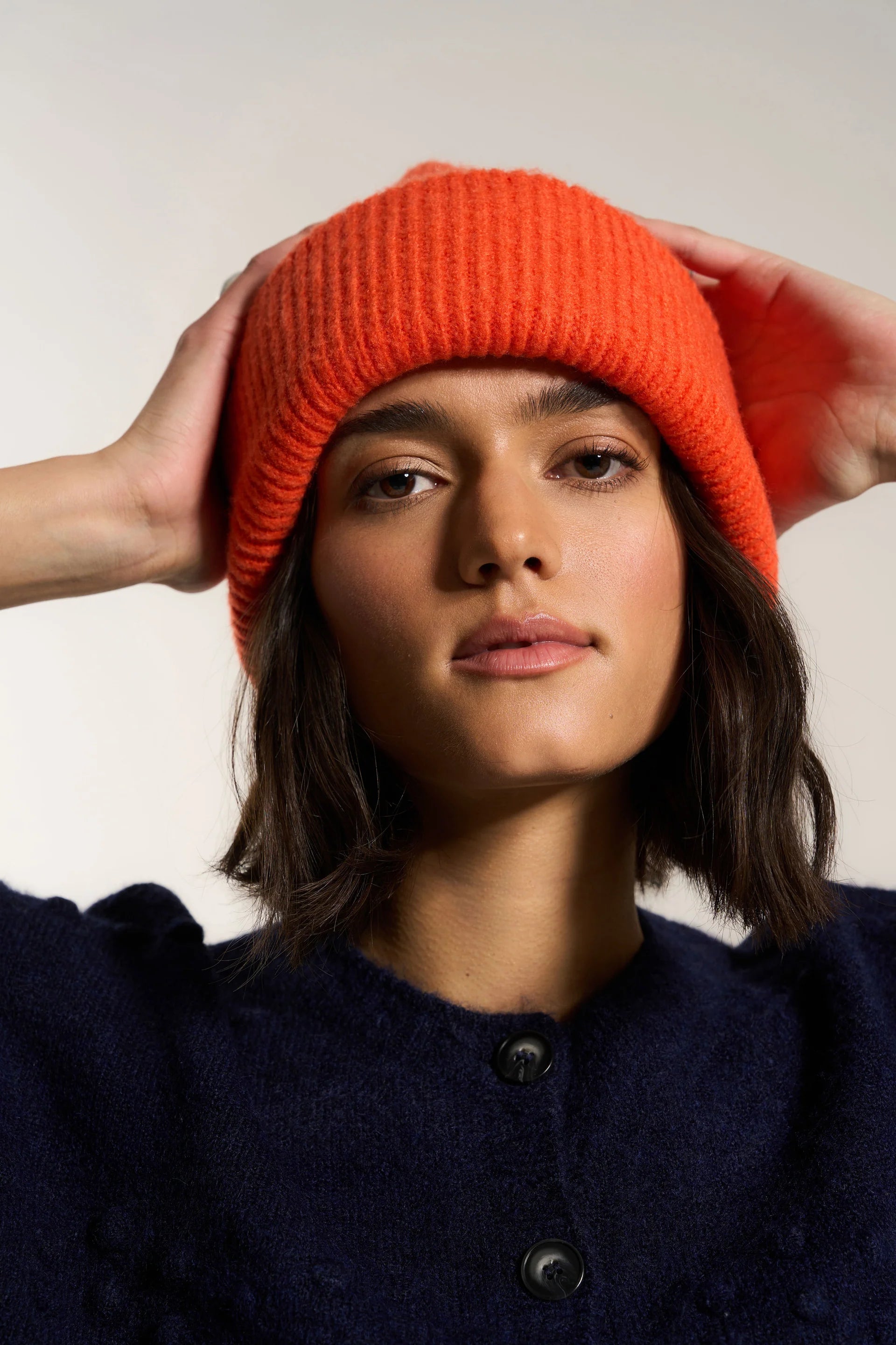 Callahan ribbed knit beanie hat cap red orange | Pipe and Row Seattle
