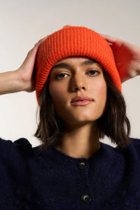 Callahan ribbed knit beanie hat cap red orange | Pipe and Row Seattle