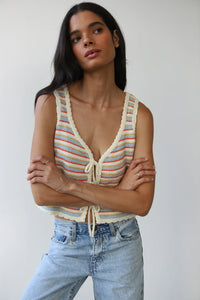Callahan striped cropped Mai crochet tie tank top PIPE AND ROW