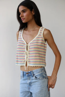 Callahan striped cropped Mai crochet tie tank top PIPE AND ROW