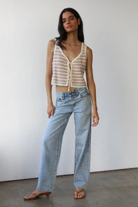 Callahan striped cropped Mai crochet tie tank top PIPE AND ROW