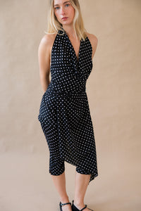 Campbell&Kramer cowl-neck Psyche micro mini dress black polka dot | PIpe and Row