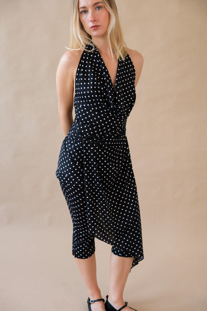 Campbell&Kramer cowl-neck Psyche micro mini dress black polka dot | PIpe and Row - PIPE AND ROW Campbell&Kramer cowl-neck Psyche micro mini dress black polka dot | PIpe and Row - PIPE AND ROW