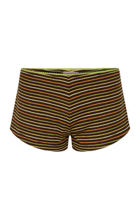 Ciao Ciao cotton jersey rib striper hot mini shorts brown multi stripe | Pipe and Row