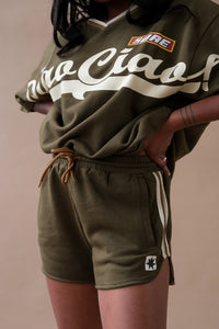 Ciao Ciao All Sorts Runner shorts dark khaki green | Pipe and Row