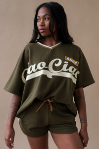 Ciao Ciao All Sorts Runner shorts dark khaki green | Pipe and Row