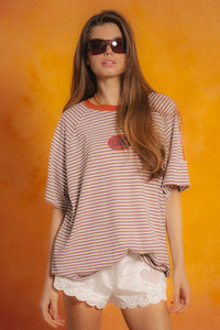 Ciao Ciao Amber stripe racer tee oversized patch t-shirt PIPE AND ROW