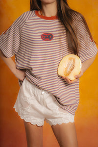Ciao Ciao Amber stripe racer tee oversized patch t-shirt PIPE AND ROW