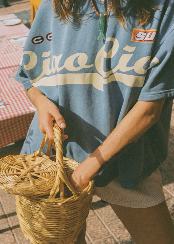 Ciao Ciao blue Enzo sport jersey vintage-inspired patches oversized  | Pipe and Row