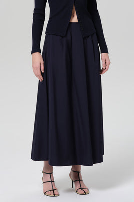 Citizens of Humanity Emil poplin skirt in navy blue. 3207-1847 PIPE AND ROW