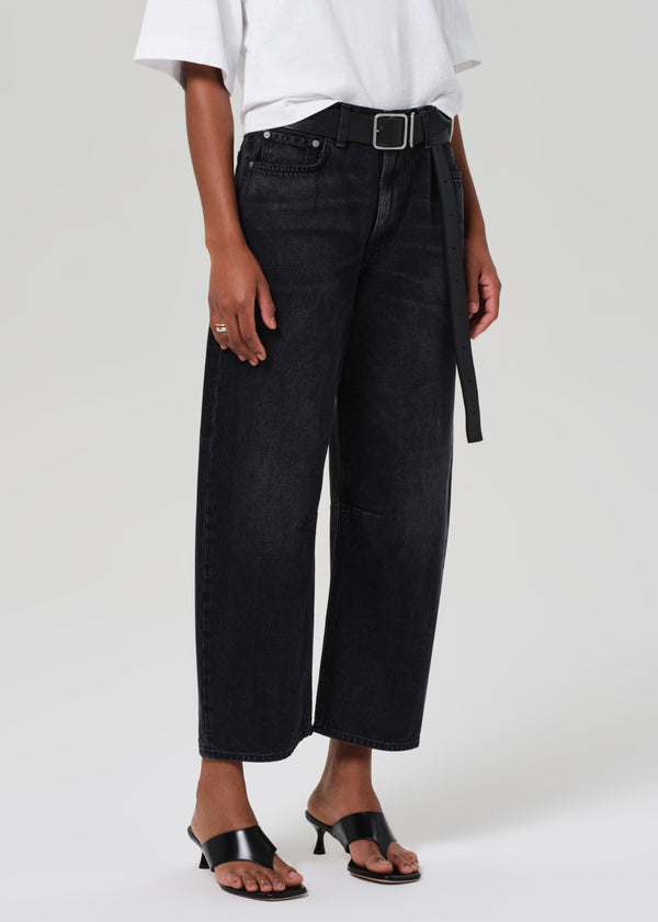 Citizens of Humanity slight barrel leg Miro jean washed black domino ...