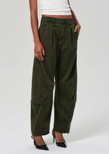 Citizens of Humanity utility cargo flight pant pleated barrel leg dogwood olive green | Pipe and Row