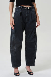 Citizens of Humanity utility fit cargo pant pleated barrel leg washed black | Pipe and Row