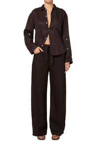 Citizens of Hummanity Brynn petite drawstring trouser pant chocolate brown | Pipe and Row