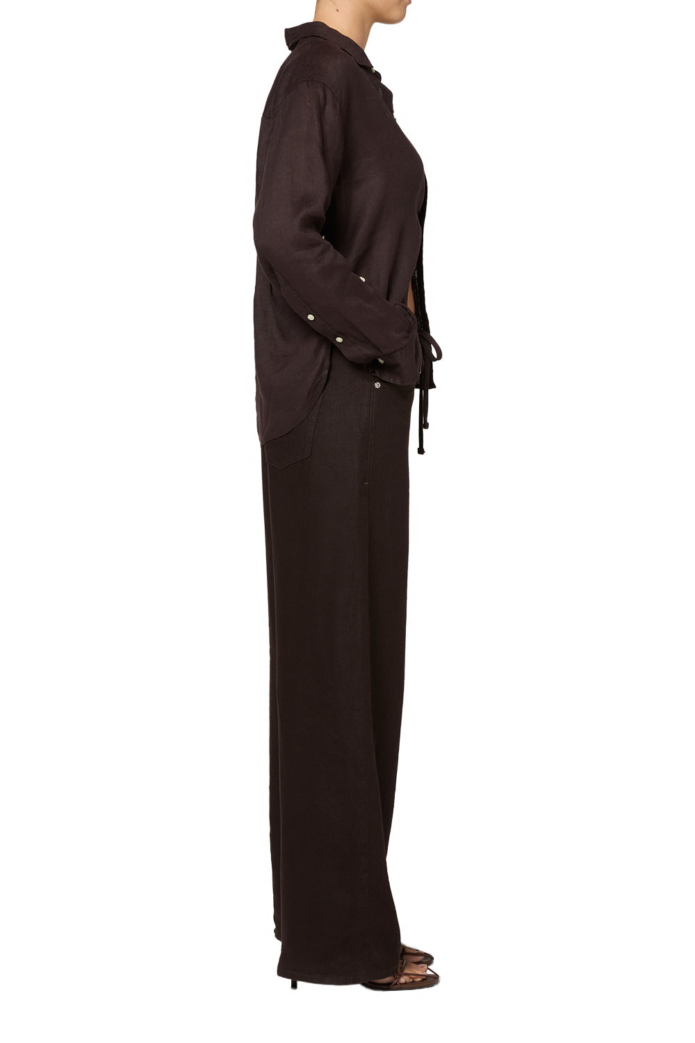 Citizens of Hummanity Brynn petite drawstring trouser pant chocolate brown | Pipe and Row