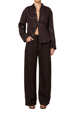 Citizens of Hummanity Brynn petite drawstring trouser pant chocolate brown | Pipe and Row