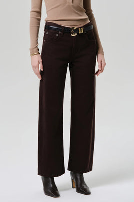 Citizens of Hummanity Lindz relaxed straight leg low rise jeans dark brown carob twill | Pipe and Row