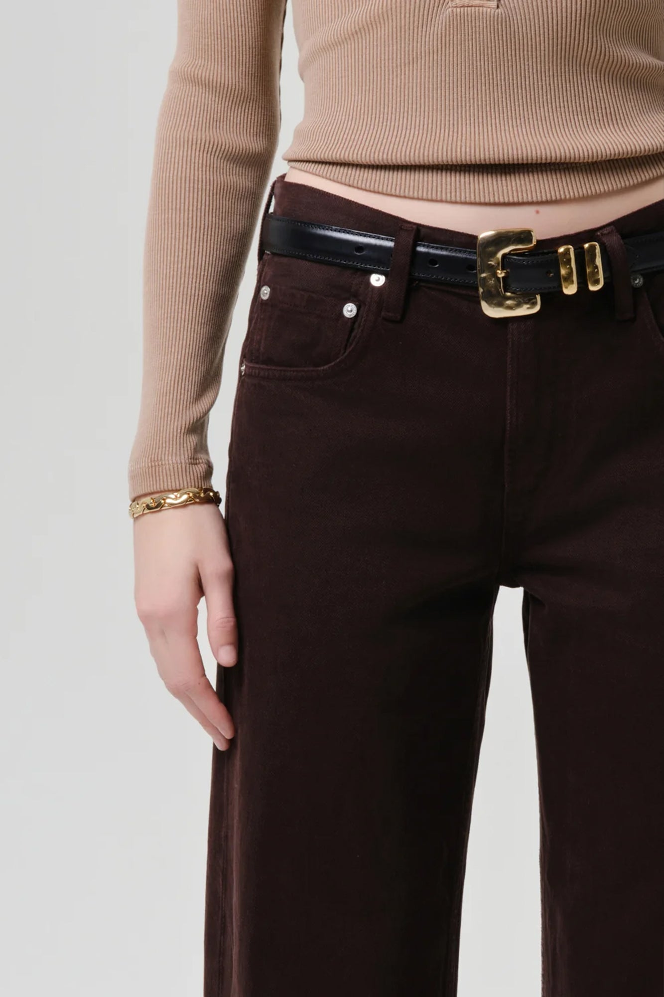 Citizens of Hummanity Lindz relaxed straight leg low rise jeans dark brown carob twill | Pipe and Row