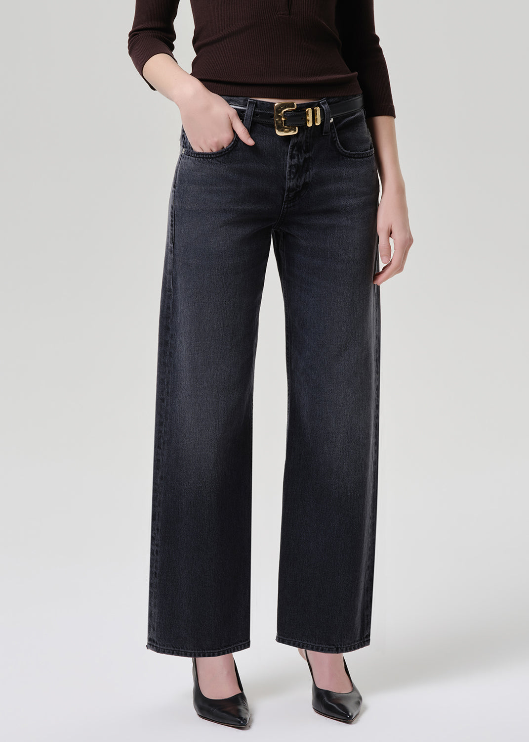Citizens of Hummanity Lindz relaxed straight leg low rise jeans vintage black | Pipe and Row Seattle