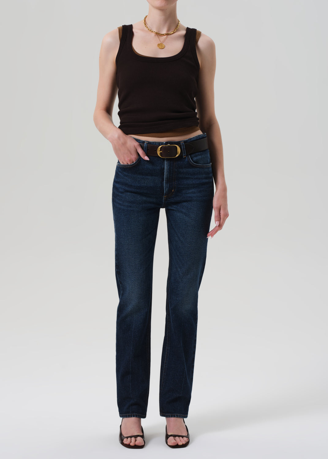 Citizens of Hummanity high rise straight leg Zurie Sutherland dark indigo wash | Pipe and Row