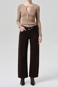 Citizens of Hummanity Lindz relaxed straight leg low rise jeans dark brown carob twill | Pipe and Row Seattle