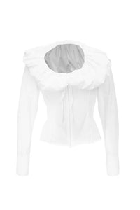 Zemeta balloon collar Cloud blouse white zip corset lace up PIPE AND ROW
