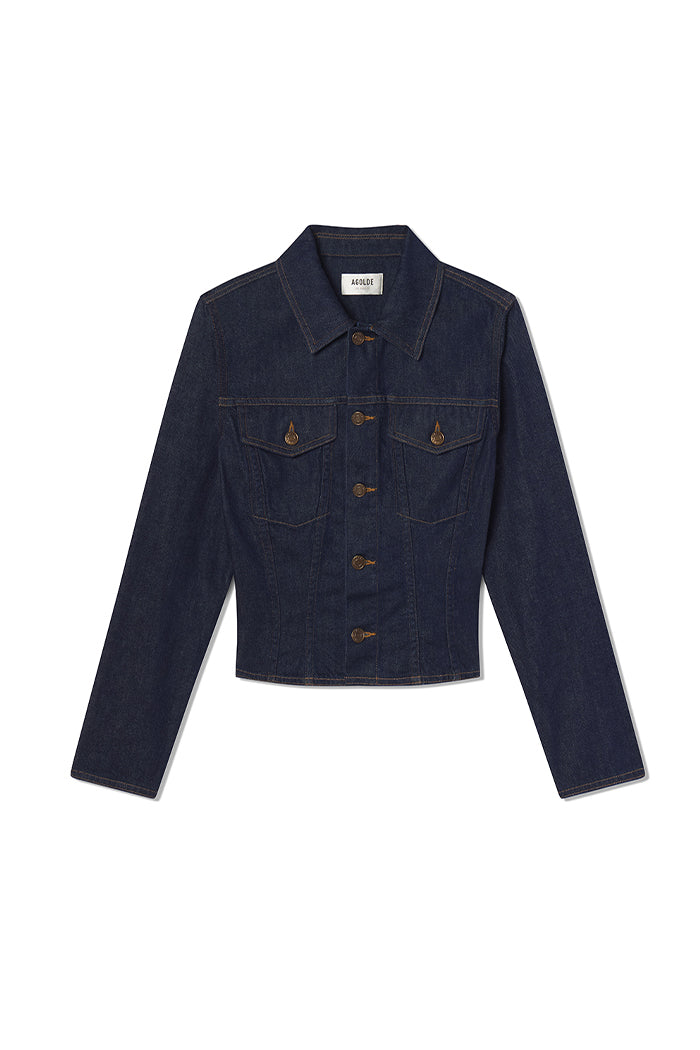 Agolde contoured denim jacket dark indigo Rinse wash | Pipe and Row