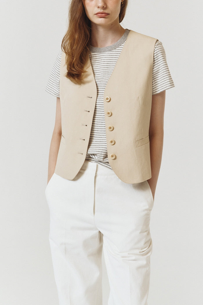 Dunst Cotton Linen suiting style vest beige tan | Pipe and Row Seattle