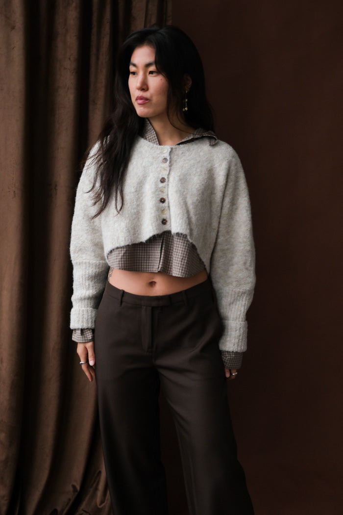 FOAM CROP KNIT CARDIGAN