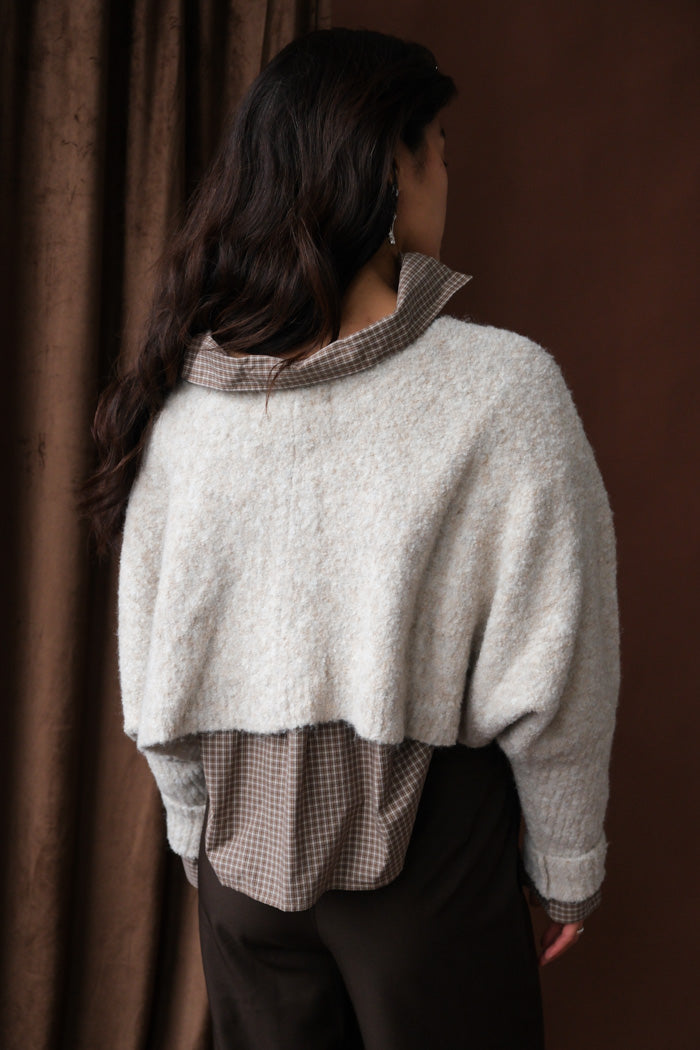 FOAM CROP KNIT CARDIGAN