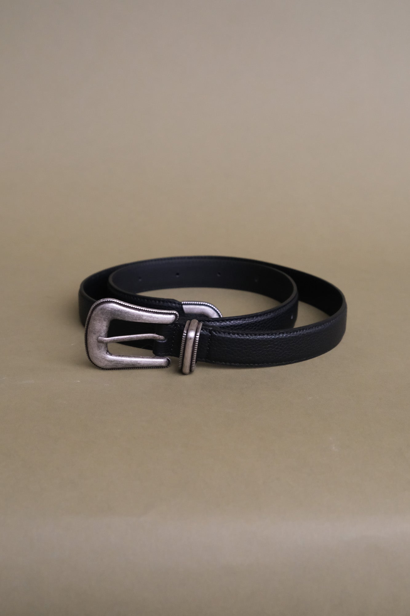 PEBBLE LEATHER WESTERN BUCKLE BELT